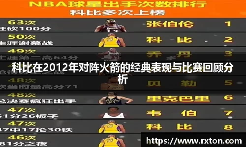 科比在2012年对阵火箭的经典表现与比赛回顾分析